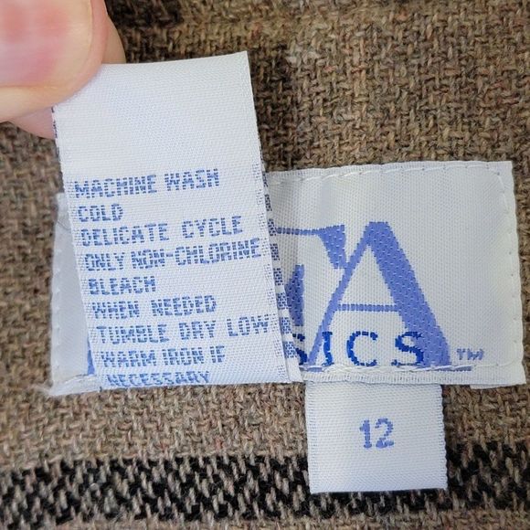 BEA Classics Wool Blend Open Blazer Womens 12 Vintage Neutral Plaid Fully Lined - Picture 9 of 11